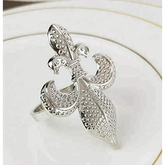 Fennco Styles Classic Fleur De Lis Metal Napkin Rings, Set of 4