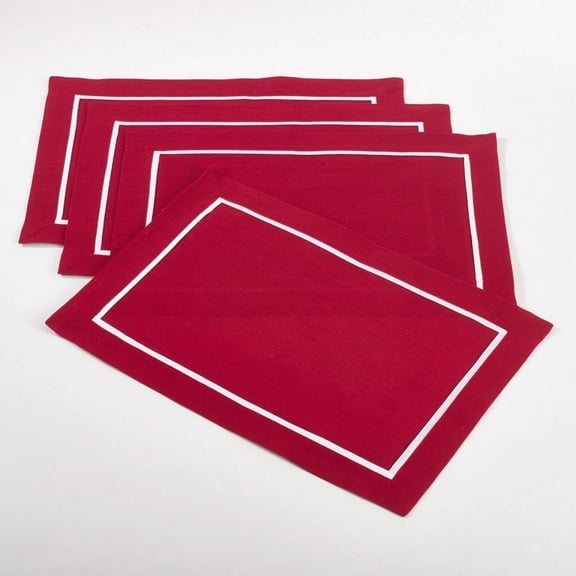 Fennco Styles Classic Pleated Red Placemat, Set of 4