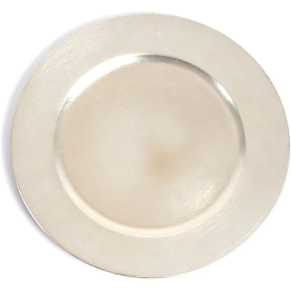 Fennco Styles Classic Rustic Design Holiday Decorative Charger Plates 13" Round, Set of 4 (Platinum)