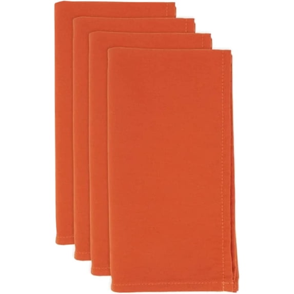 Fennco Styles Classic Solid Design Napkins, 20-inch Square, Set of 4, (Pumpkin)