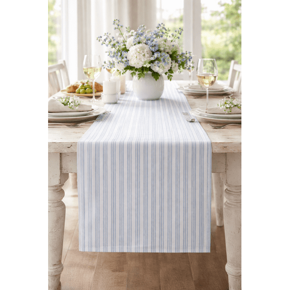 Fennco Styles Classic Striped Print Table Runner 16 x 36 Inch - Green