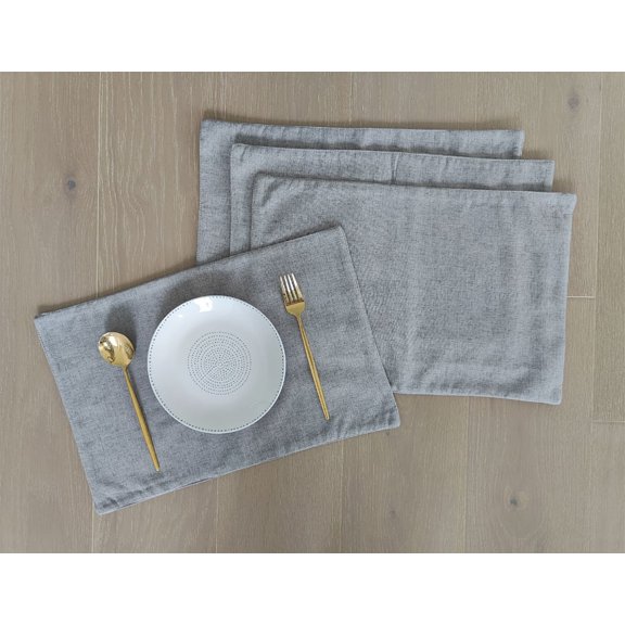 Fennco Styles Classic Woven Textile Decorative 12 x 18 Inch Table Placemats, Set of 4 - Solid Color Table Place Mats for Family Dinner, Banquets, Special Events and Home Décor