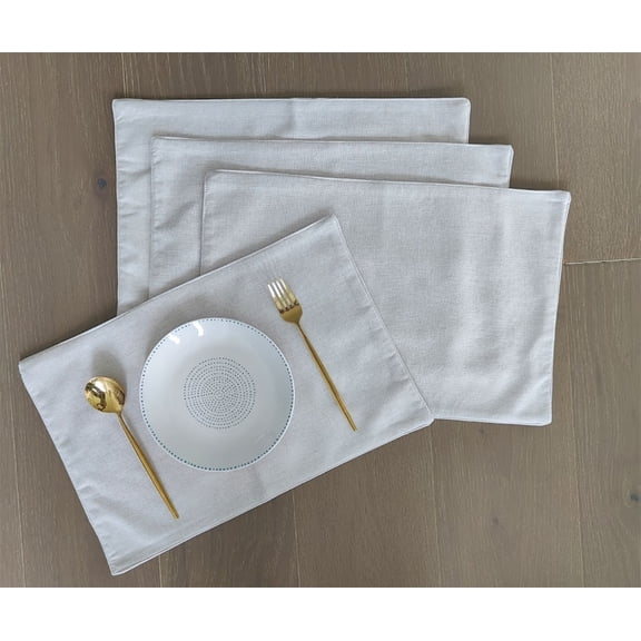 Fennco Styles Classic Woven Textile Decorative 12 x 18 Inch Table Placemats, Set of 4 - Solid Color Table Place Mats for Family Dinner, Banquets, Special Events and Home Décor