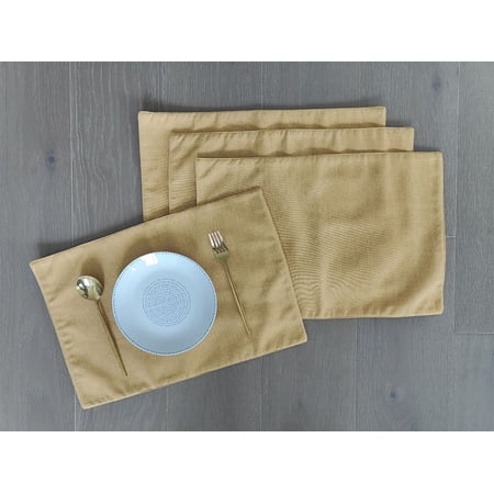 Fennco Styles Classic Woven Textile Decorative 12 x 18 Inch Table Placemats, Set of 4 - Mustard