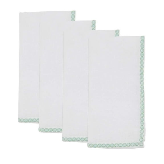 Fennco Styles Colored Lace Border 20 x 20 Inch White Cloth Table Napkins
