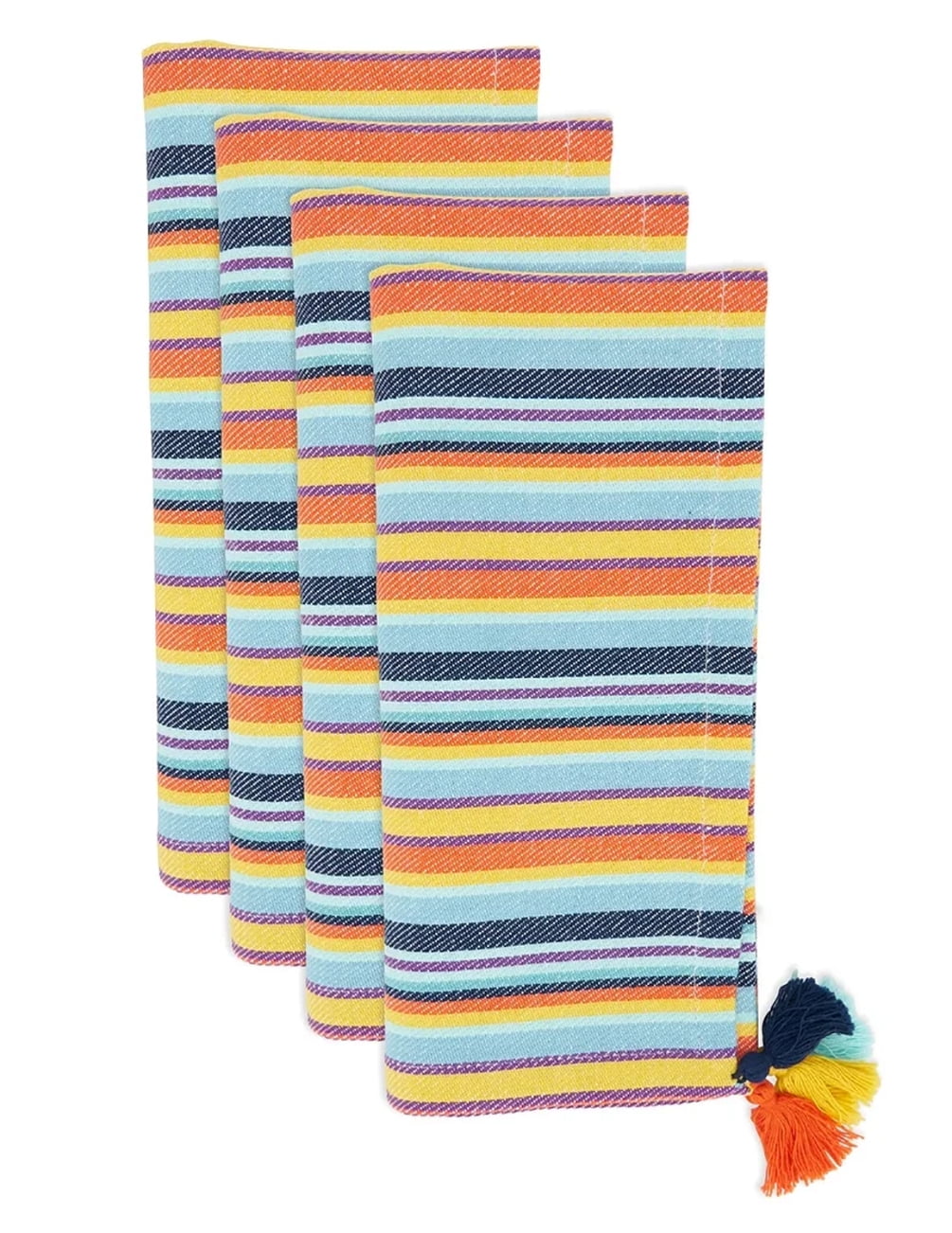 Fiesta Stripe Multicolor Cotton Napkins with Tassels, Set of 4