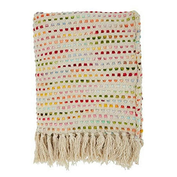 Fennco Styles Confetti Woven Throw Blanket with Tassel 50" W x 60" L – Multicolored Blanket for Couch, Bedroom and Living Room Décor