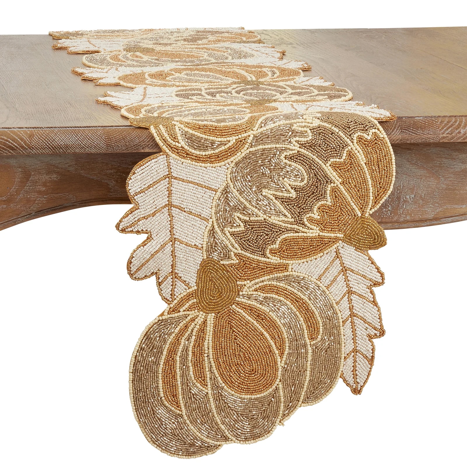 Fennco Styles Contemporary Beaded Pumpkin 13 x 35 Inch Table