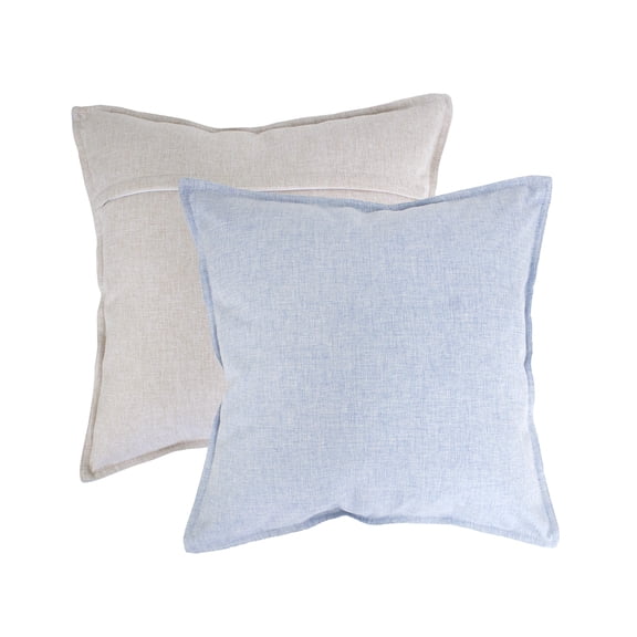 Fennco Styles Contemporary Neutral Solid Textured Reversible Two-Tone Decorative Throw Pillows 18 x 18 Inch, Set of 2 - Ice Blue Throw Pillow