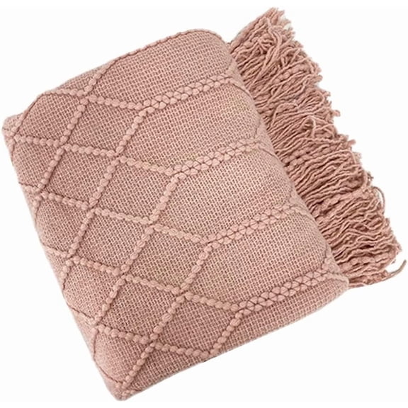 Fennco Styles Contemporary Pink Geometric Knit Throws, 50" x 60"