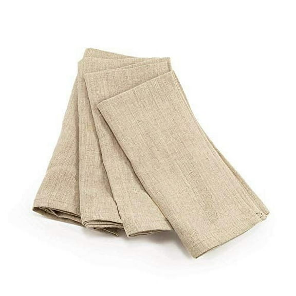 Fennco Styles Contemporary Plain Linen Blend Cloth Napkins 20 x 20 Inch, Set of 4 - Natural Dinner Napkins for Dinner Table, Picnic Table, Parties, Wedding Decorations