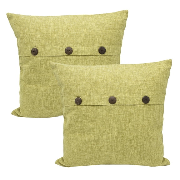 Fennco Styles Contemporary Solid Color 3-Button Decorative 18" Throw Pillow (Lime, Case Only-2 Pack)
