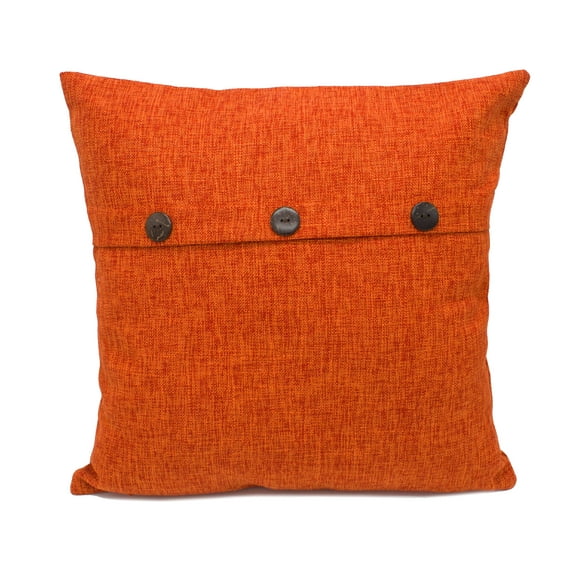 Fennco Styles Contemporary Solid Color 3-Button Decorative 18" Throw Pillow (Orange, Case Only-1 Pack)