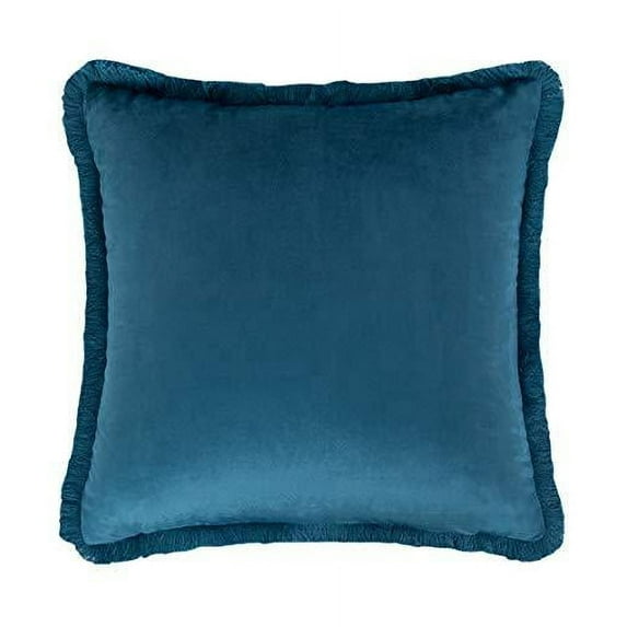 Fennco Styles Contemporary Velvet Fringed Solid Decorative Throw Pillow 17-inch Square