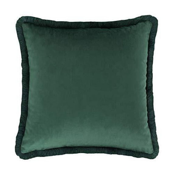 Fennco Styles Contemporary Velvet Fringed Solid Decorative Throw Pillow 17-inch Square