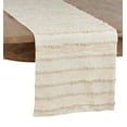 thumbnail image 1 of Fennco Styles Cottage Stripe Patched Fringe 16 x 72 Inch Table Runner â€“ Ivory Table Runner, 1 of 4