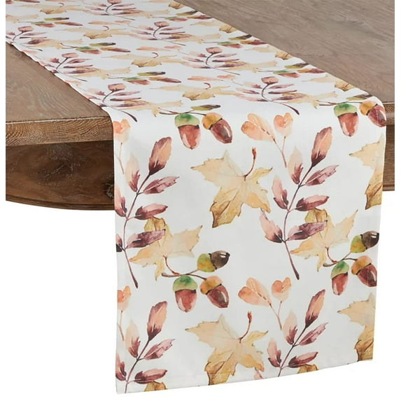 Fennco Styles Cottage Watercolor Acorn Leaves 16 x 54 Inch Table Runner – Multicolor Table Runner for Thanksgiving Dinner, Family Gathering, Special Event