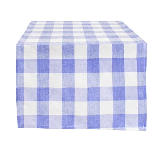 Fennco Styles Country Buffalo Check Soft Table Runner 16 x 36 Inch - Blue Check Table Cover for Everyday Use, Picnic, Family Gathering, Indoor Outdoor Parties and Special Occasion