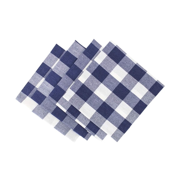 Fennco Styles Country Buffalo Plaid Soft Cloth Napkins 20 x 20 Inch, Set of 4 - Navy Blue Dinner Napkins for Everyday Use, Picnic, Family Gathering, Indoor Outdoor Parties and Special Occasion
