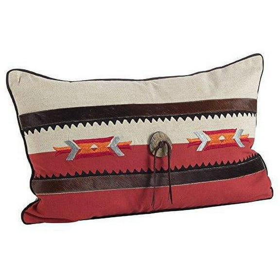 Fennco Styles Cowhide Trim Southwestern Embellished Down Filled Pillow