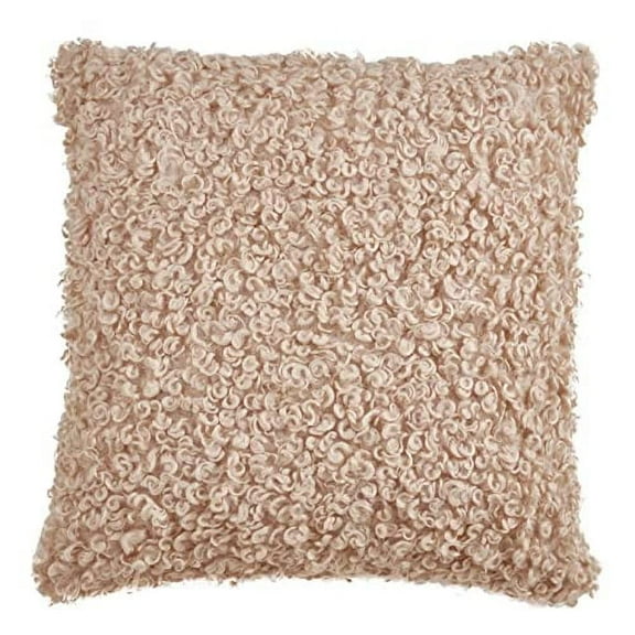 Fennco Styles Cozy Faux Lamb Fur Decorative Throw Pillow Cover 18" W x 18" L – Ivory Cushion Case for Couch, Bedroom, Living Room and Office Décor