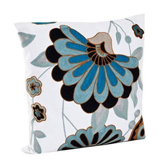 Fennco Styles Crewel Work Down Filled Throw Pillow (Sea Green)
