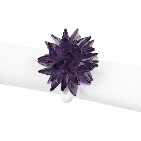 Fennco Styles Crystal Design Collection Napkin Rings - Set of 4 (Dark Purple)