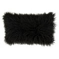 thumbnail image 1 of Fennco Styles Decorative Faux Mongolian Fur Throw Pillow (Black, 12" x 20" Throw Pillow), 1 of 3