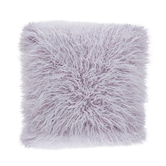 Fennco Styles Decorative Faux Mongolian Fur Throw Pillow (Lavender, 22"x22")