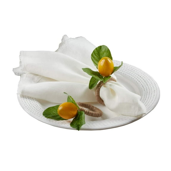 Fennco Styles Decorative Lemon with Vine Design Napkin Rings, Set of 4