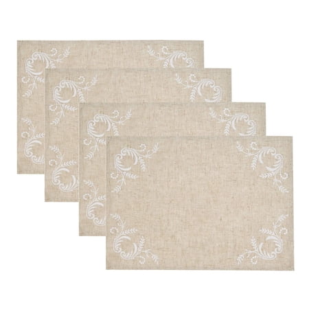 Fennco Styles Delicate Embroidered Vine Linen Blend Table Linens Collection