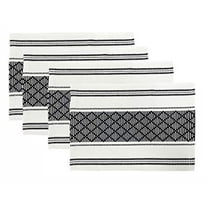 Fennco Styles Diamond Stitch Design Cotton Blend Placemats 14"W x 19", Set of 4 - Black Geometric Woven Table Mats for Boho Décor, Home, Dining Table, Banquets, Family Gatherings and Special Occasion