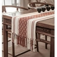 thumbnail image 1 of Fennco Styles Diamond Stitched Design Tassel Cotton Blend Table Runner 14" W x 102" L - Red Geometric Woven Table Cover for Boho Décor, Home, Dining Table, Banquets, Family Gatherings, 1 of 3