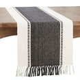 thumbnail image 1 of Fennco Styles Dobby Striped Cotton Textured Table Runner 16" W x 72" L - Black Knotted Tassels Table Cover for Home Décor, Dining Table, Banquet, Family Gathering and Special Occasion, 1 of 3