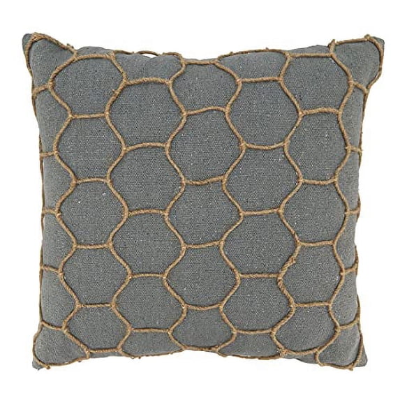 Fennco Styles Dori Embroidered Cotton Decorative Throw Pillow Cover 18" W x 18" L - Grey Textured Accent Cushion Case for Home, Couch, Living Room and Office Décor