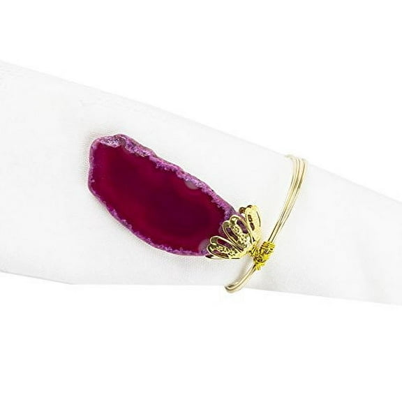 Fennco Styles Elegant Agate Napkin Rings (4 - Piece, Purple)