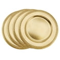 thumbnail image 1 of Fennco Styles Embossed Bead Border Shelby Design 14" Decorative Charger Plate-Set of 4 (Gold), 1 of 2