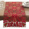 thumbnail image 1 of Fennco Styles Embroidered Christmas Tree Cutwork 16 x 68 Inch Table Runner - Red Table Runner for Home Decor, Holiday, Banquets and Special Events, 1 of 9