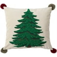 thumbnail image 1 of Fennco Styles Embroidered Christmas Tree Filled Throw Pillow with Pom Pom 18" W x 18" L - White Festive Cushion for Home, Christmas, Winter Holidays Décor, and Special Occasions, 1 of 9