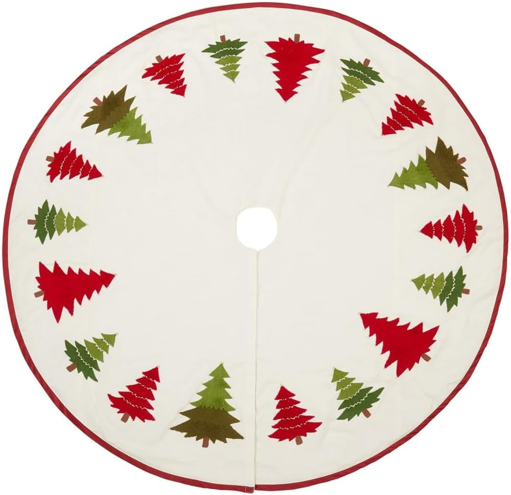Fennco Styles Embroidered Christmas Tree Skirt 72" Round Multicolored