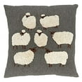 thumbnail image 1 of Fennco Styles Embroidered Sheep Cotton Decorative Throw Pillow 18" W x 18" L - Grey Animal Cushion for Home, Couch, Living Room and Office Décor (Natural, Pillow Cover) (Grey, Pillow Cover), 1 of 3