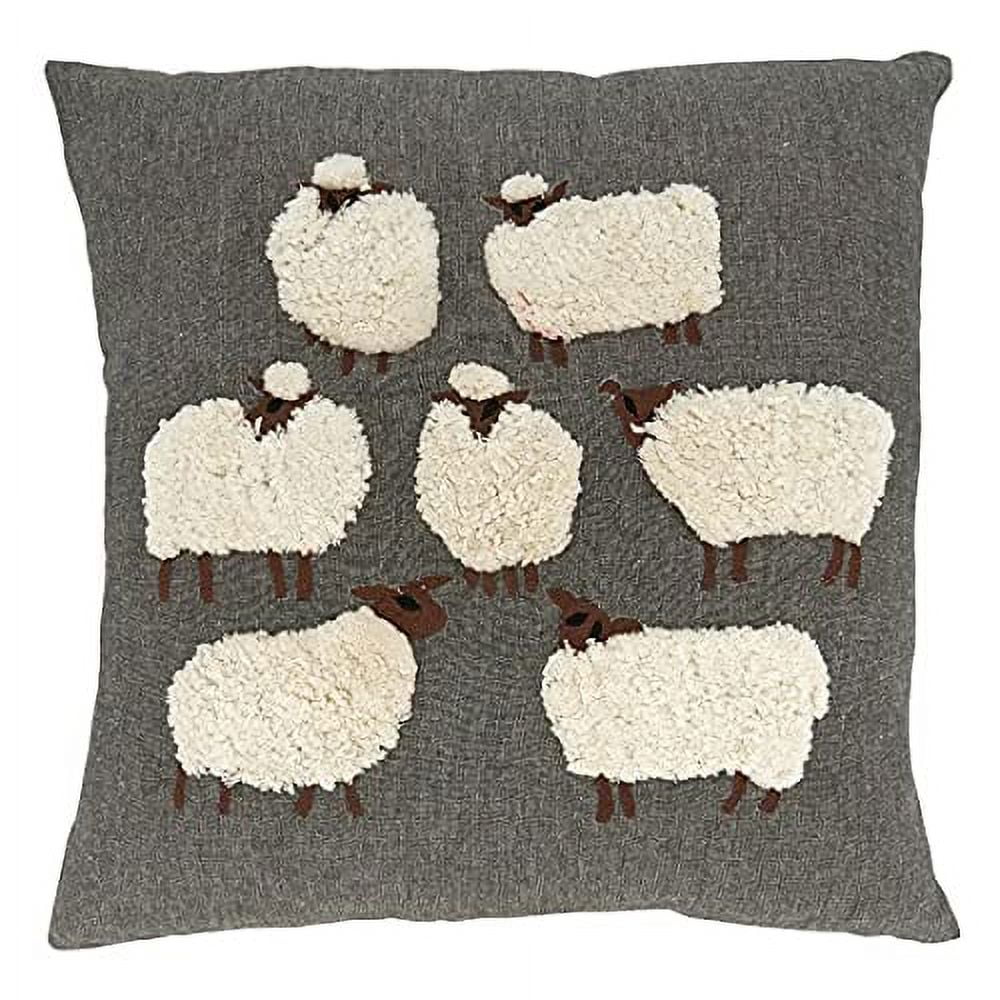 Gray Embroidered Cotton Square Pillow Cover 15.5"