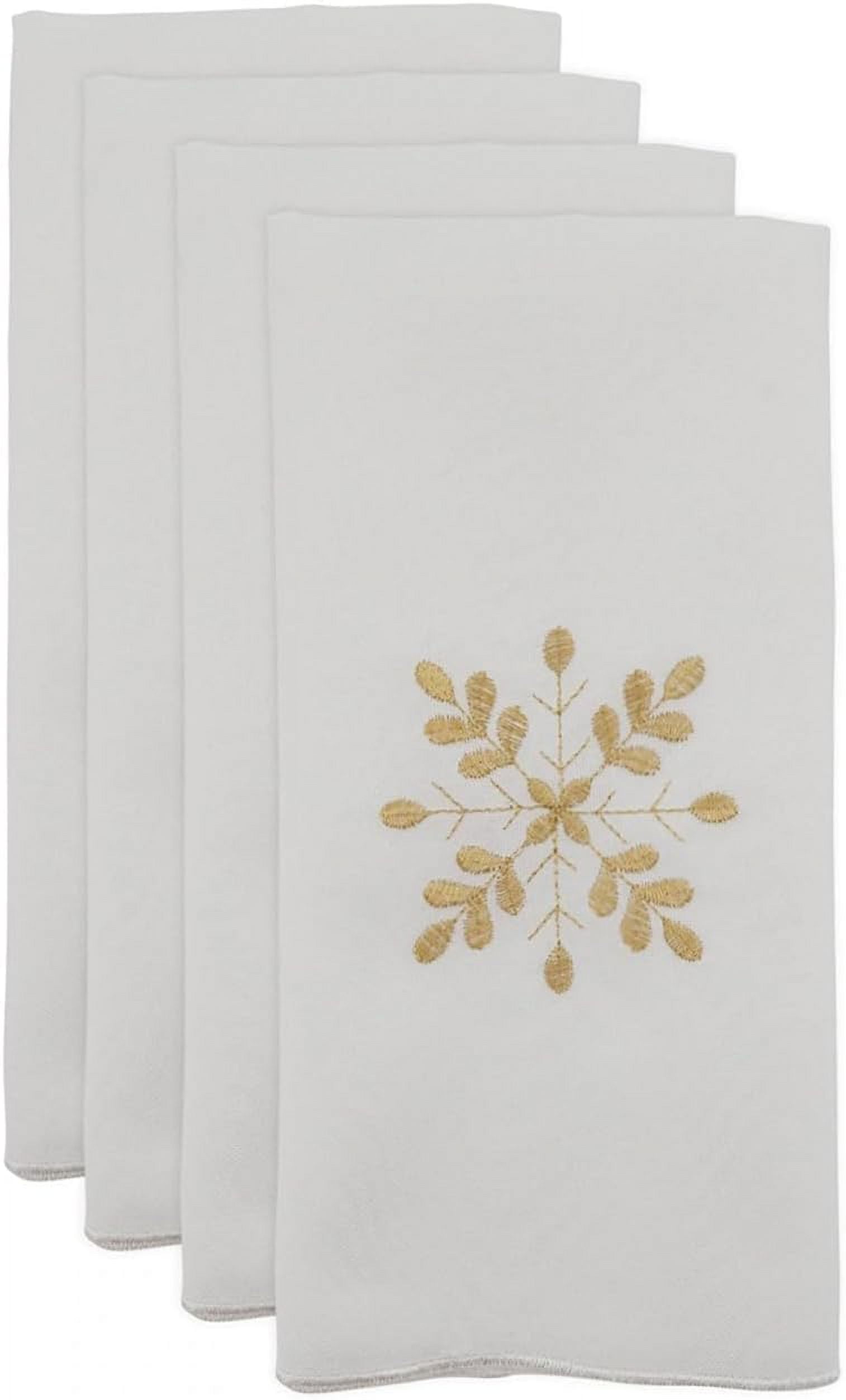 Fennco Styles Embroidered Snowflake Christmas Table Cloth Napkins 20 x