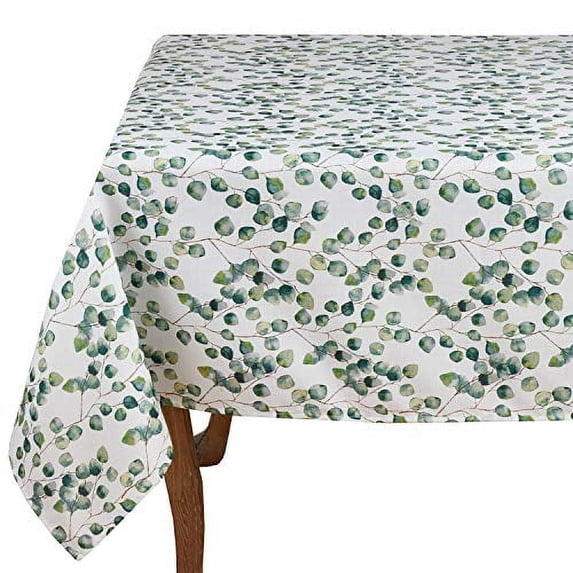 Fennco Styles Eucalipto Collection Eucalyptus Leaf 70 x 70 Inch Tablecloth - Green Table Cloth for Home, Banquets, Family Gathering, Special Event and Living Room Décor