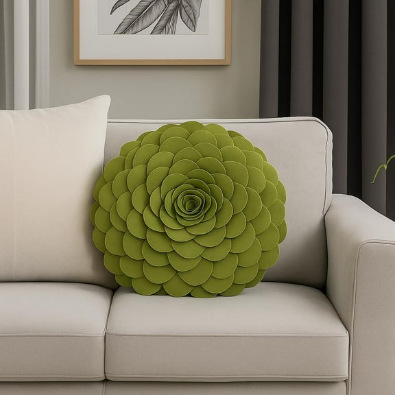 Fennco Styles Eva's Flower Garden Decorative Throw Pillow Case - 13 inch Round (Lime, 13" Case Only)