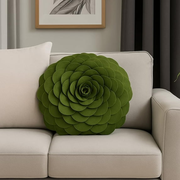 Fennco Styles Eva's Flower Garden Decorative Throw Pillow Case - 16 inches Round (Kiwi, 16" Case Only)