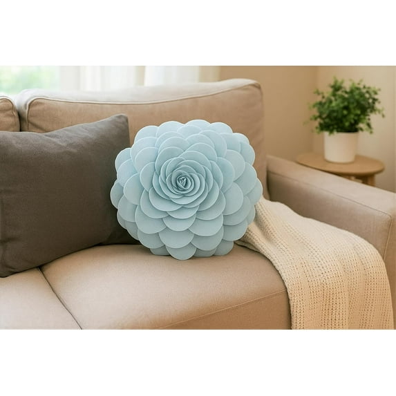 Fennco Styles Eva's Flower Garden Decorative Throw Pillow Cover - 16 inches Round (Aqua, 16" Case Only)