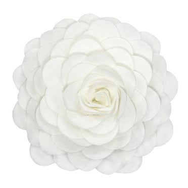 Fennco Styles Eva's Flower Garden Decorative Throw Pillow with Insert - 16 inches Round (Ivory, 16" Case+Insert)