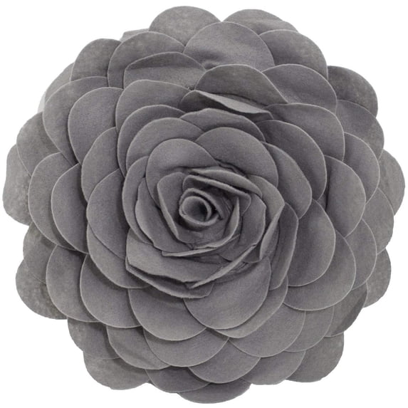 Fennco Styles Eva's Flower Garden Decorative Throw Pillow with Insert - 16 inches Round (Slate, 16" Case+Insert)