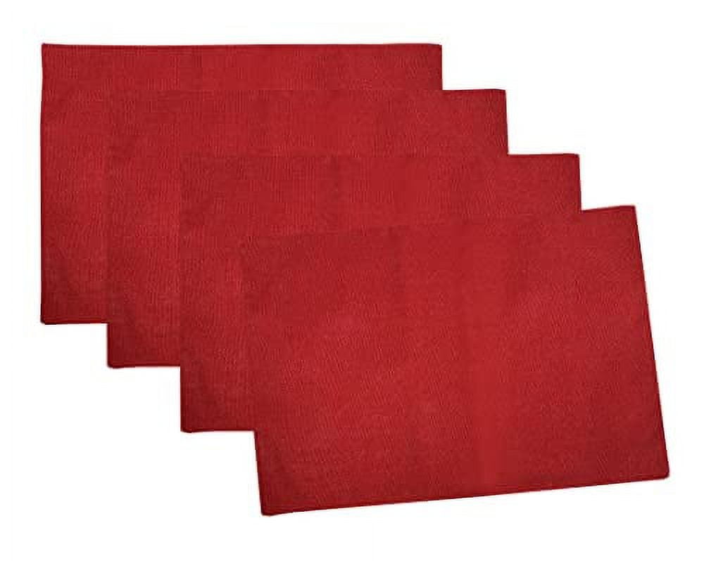 Fennco Styles Everyday Design Solid Color Placemats 14" W x 20", Set of 4 Burgundy Table Mats